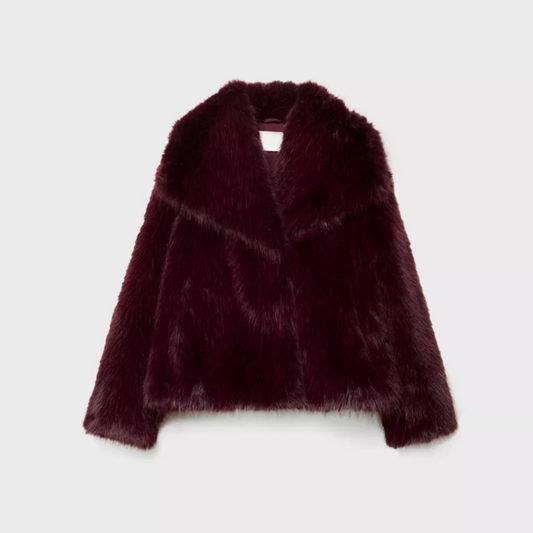 Lorance™ Manteau en fausse fourrure - Grenat