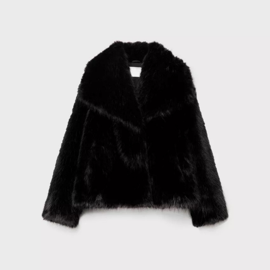 Lorance™ Manteau en fausse fourrure - Noir