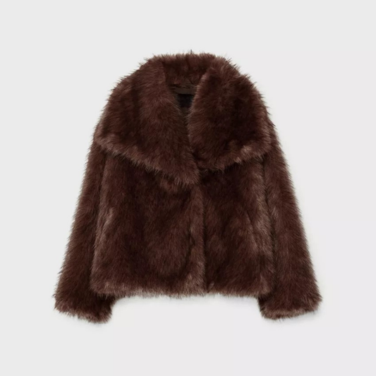 Lorance™ Manteau en fausse fourrure - Marron